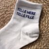 Chaussettes Telle mère Telle fille blanche et bleu