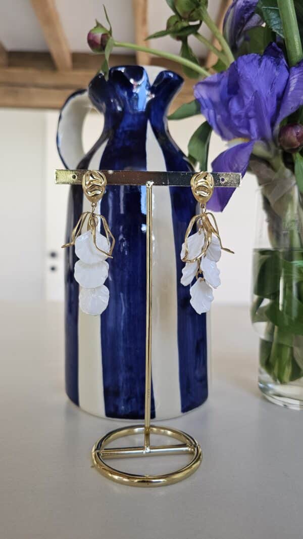Boucles d'Oreilles fleur blanche