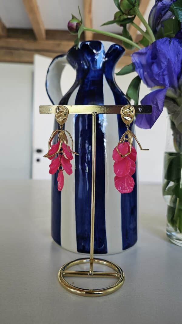 Boucles d'Oreilles fleur fushia