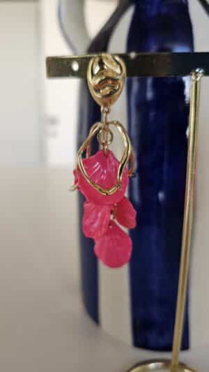 Boucles d’Oreilles fleur fushia