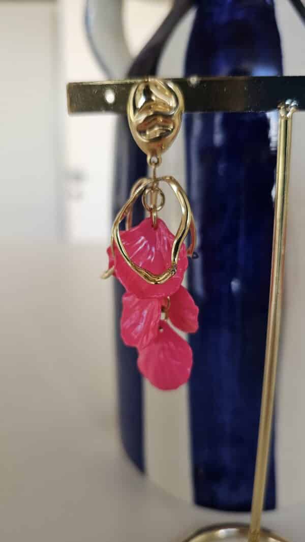 Boucles d'Oreilles fleur fushia – Image 2