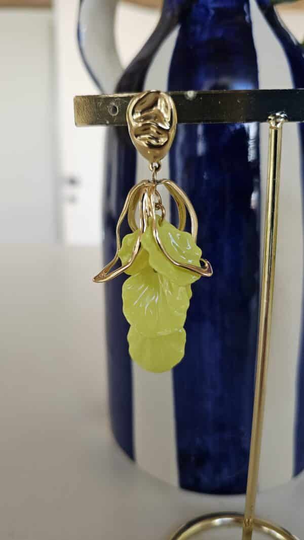 Boucles d'Oreilles fleur jaune – Image 2
