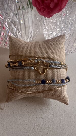 Bracelet 3 tours bleu