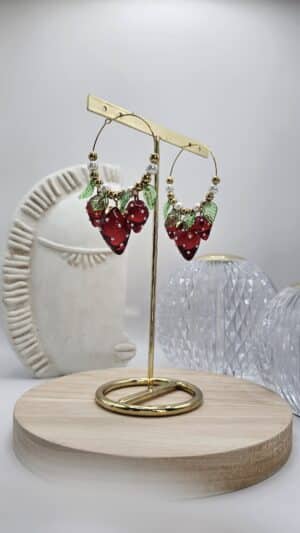 Boucles d’Oreilles Fraise