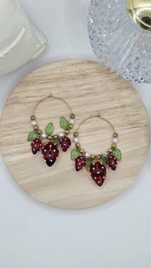 Boucles d’Oreilles Fraise