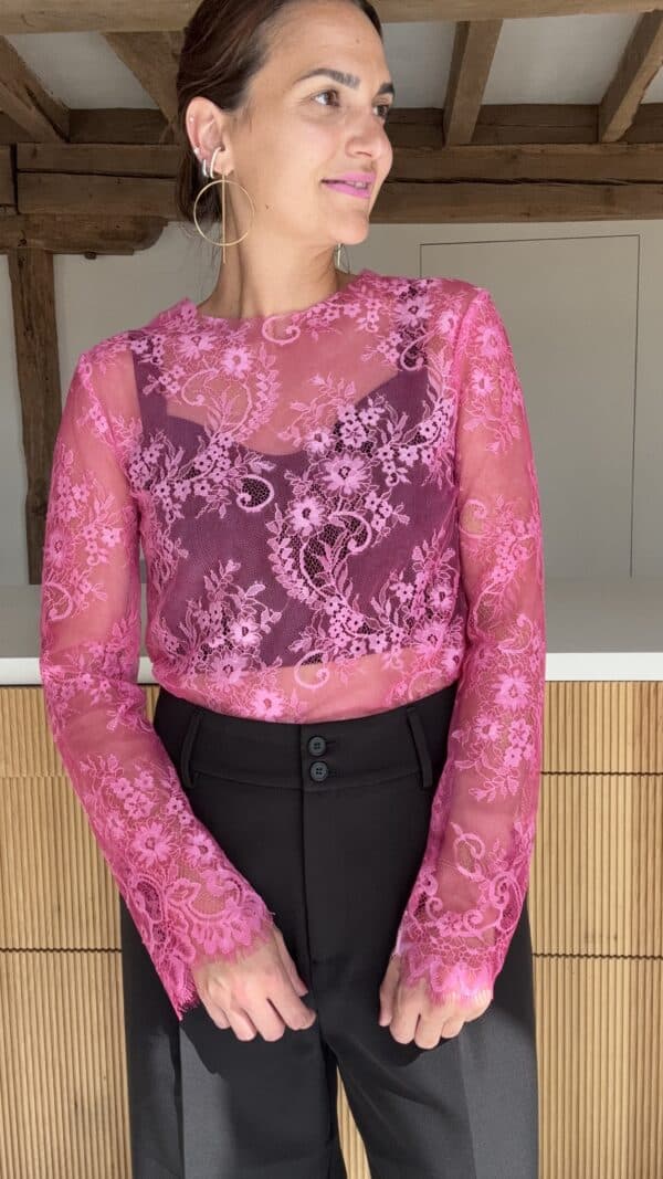 Top dentelle Fushia