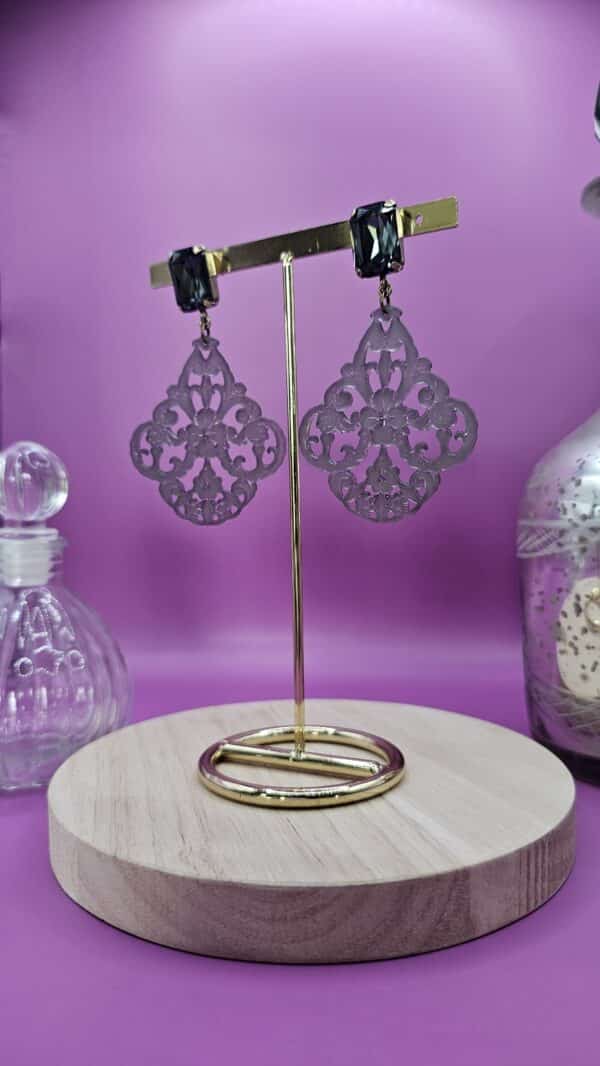 Boucles d'Oreilles Falma Grise – Image 2