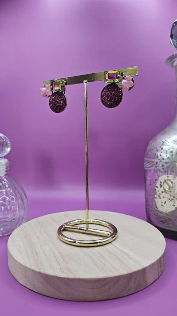 Boucles d'Oreilles à clip Laya rose – Image 2