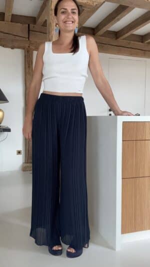 Pantalon plissé marine