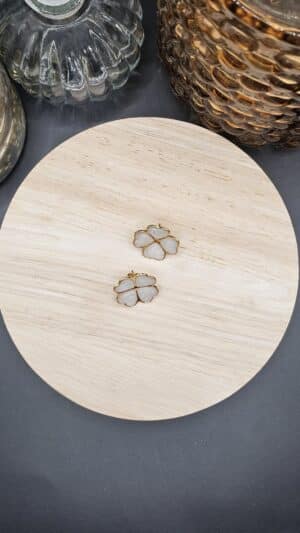 Boucles d’oreilles Trèfle Blanc