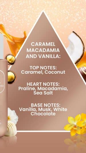 Brume Caramel, Noix de Macadamia, Chocolat Blanc