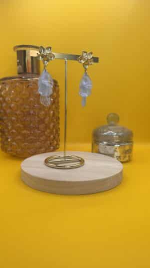 Boucles d&rsquo;oreilles fleur bleu