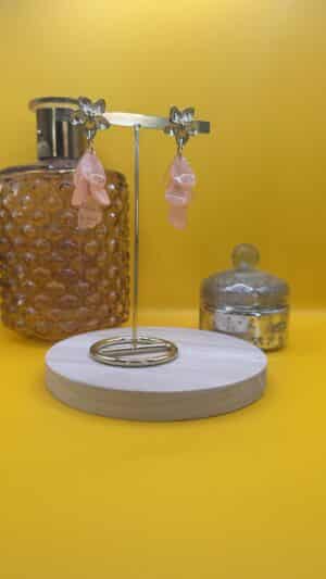 Boucles d&rsquo;oreilles fleur rose