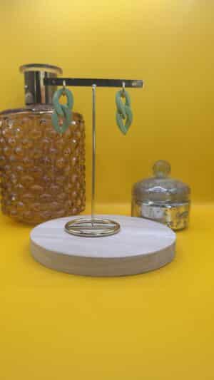 Boucles d&rsquo;oreilles maille menthe