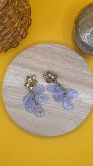 Boucles d&rsquo;oreilles fleur bleu