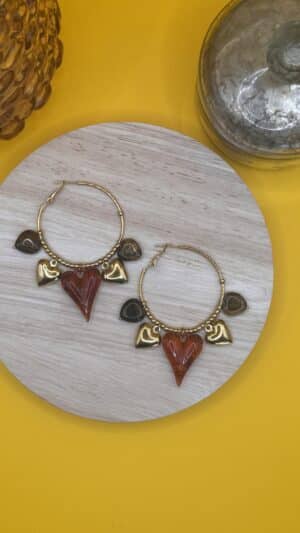 Boucles d&rsquo;oreilles breloques ambre