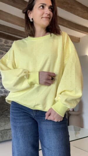 Sweat Strass Jaune