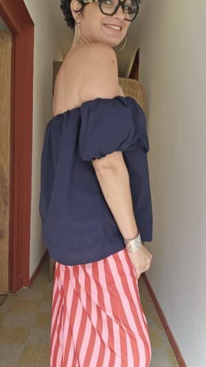 Top Bardot Bleu Marine