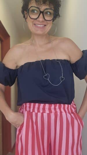 Top Bardot Bleu Marine