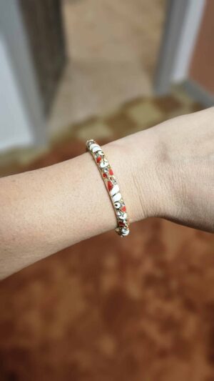 Bracelet Email Rouge et Blanc