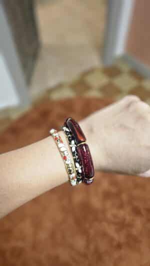 Bracelet Email Rouge et Blanc